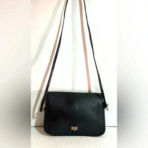 Black vintage leather crossbody handbag